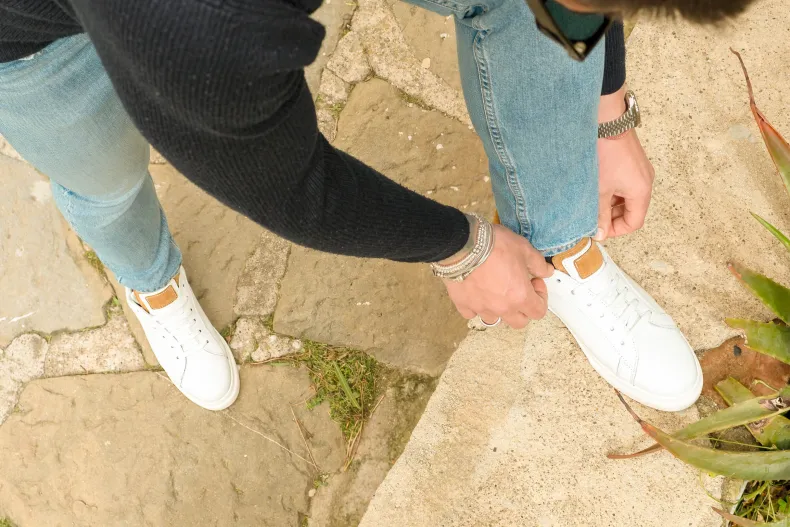 Handcrafted Sneakers In White Leather