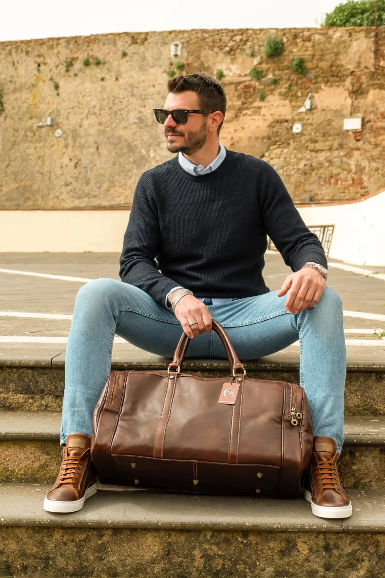 Handcrafted Travel Bag With Side Pockets