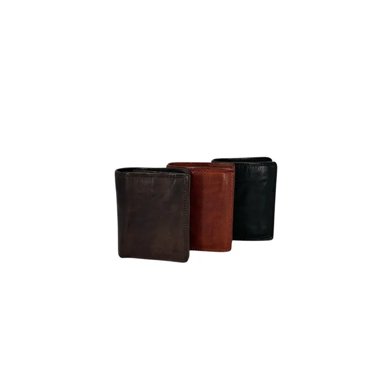 Handcrafted Vertical Washed Leather Wallet S