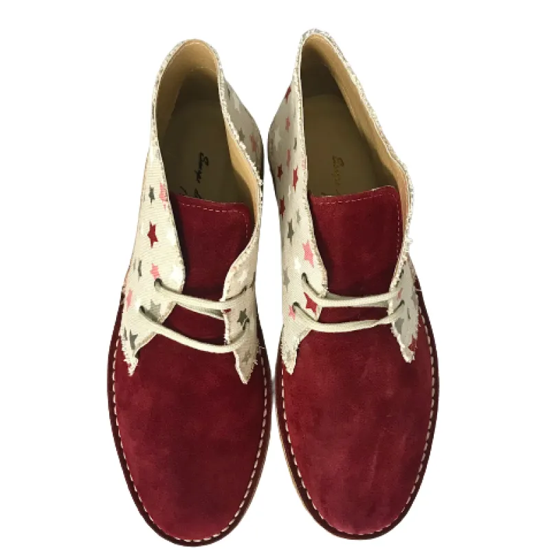 Handmade Ankle Boot Stars / Burgundy Suede