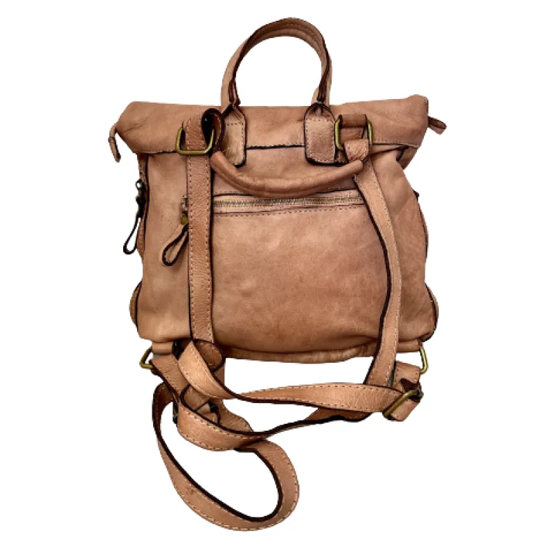 Handmade Backpack In Washed Leather