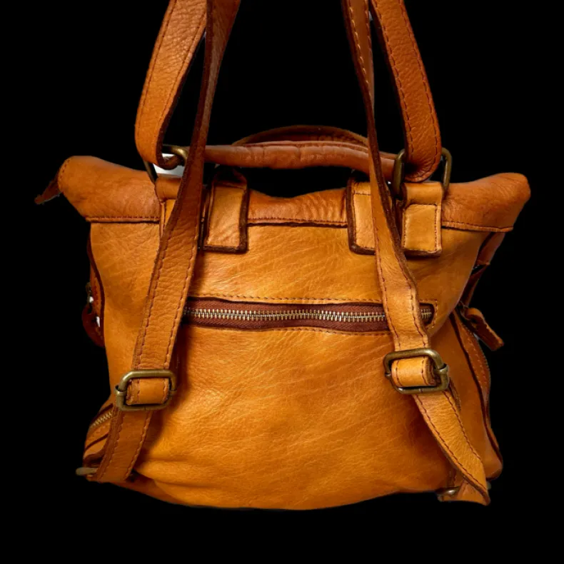 Handmade Backpack In Washed Leather