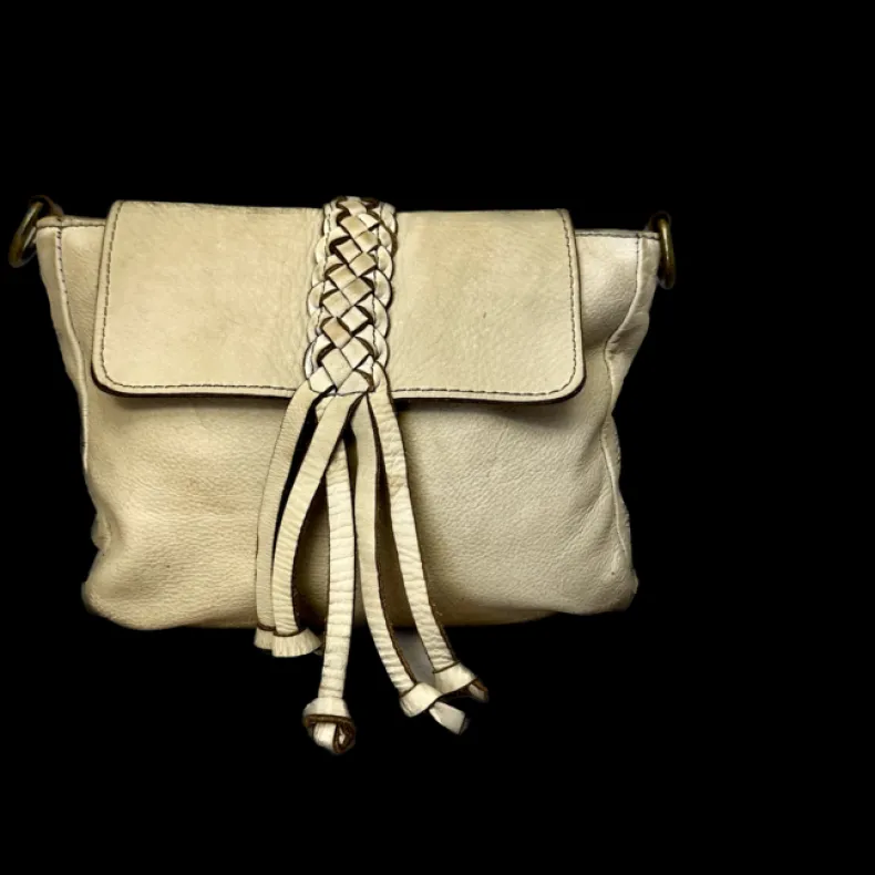 Handmade Bag In Washed Leather With Braid