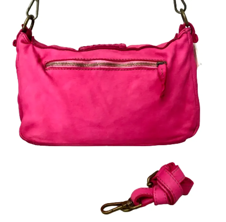 Handmade Bag In Washed Leather With Braided Handle