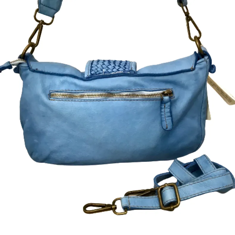 Handmade Bag In Washed Leather With Braided Handle