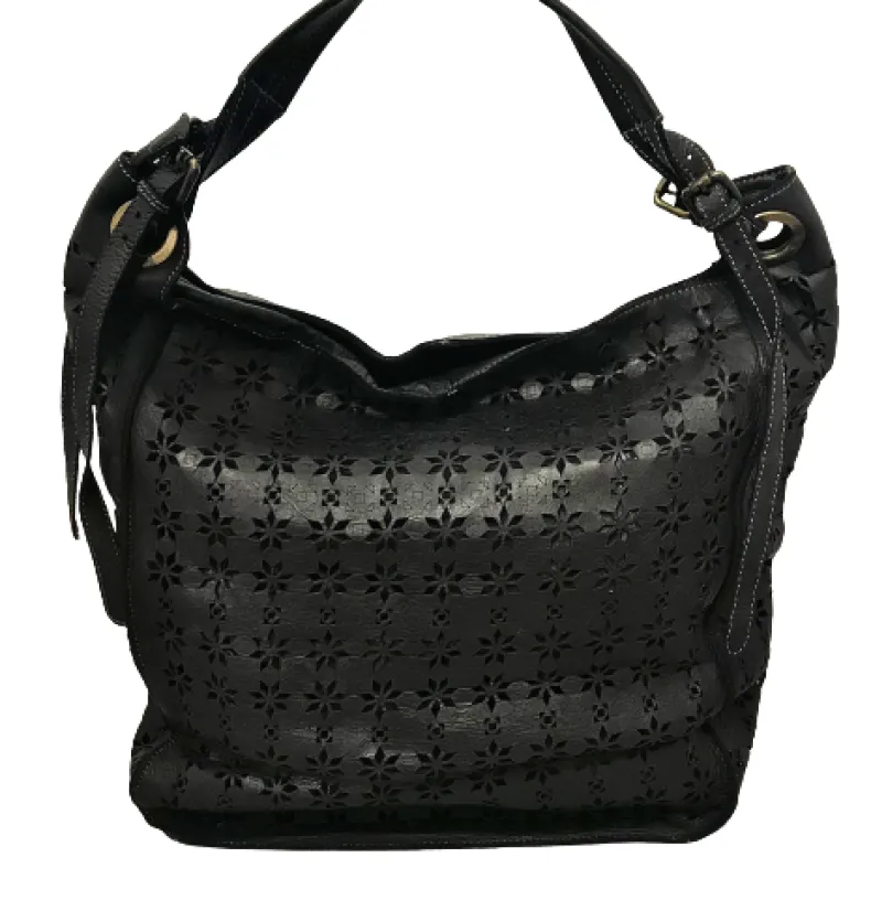 Handmade Bag In Washed And Lasered Leather