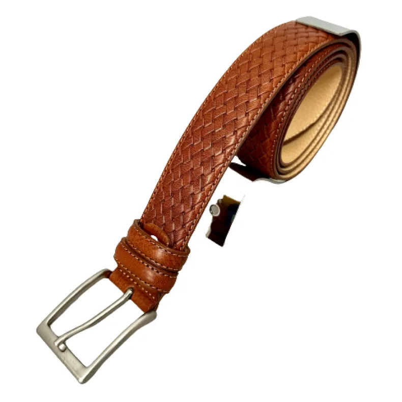 Handmade Belt In Woven Effect Leather 6482