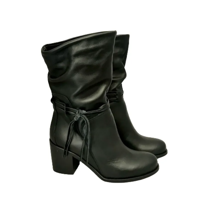 Handmade Black Curled Boot