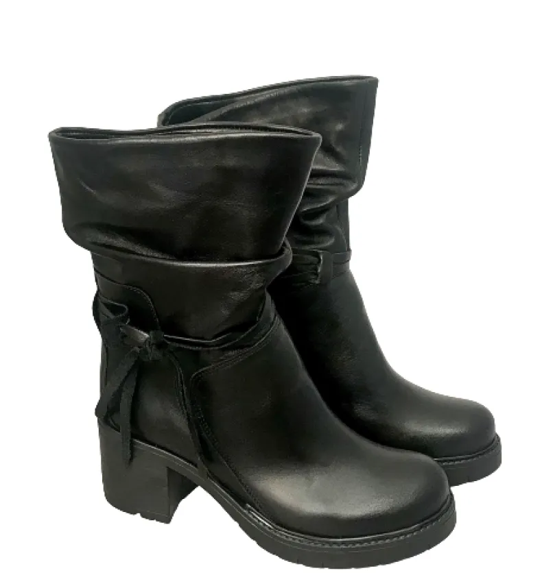 Handmade Black Curled Boot