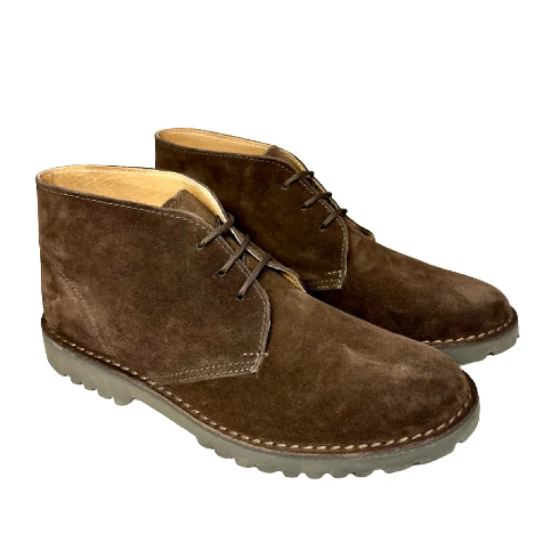 Handmade Dark Brown Ankle Boot With Internal Leather Tank