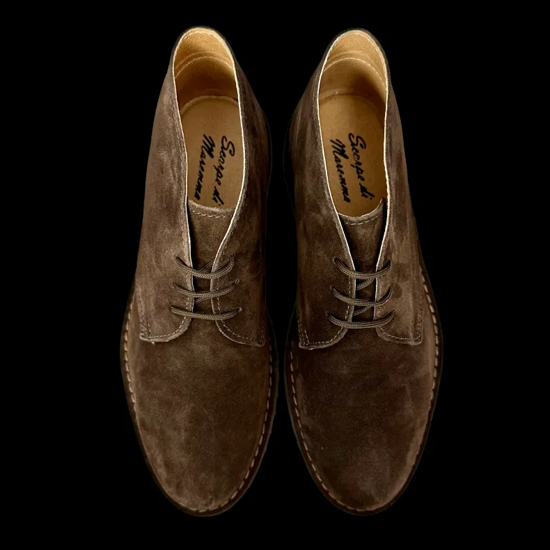 Handmade Dark Brown Ankle Boot With Internal Leather Tank