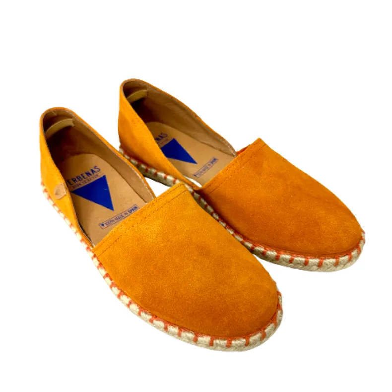 Handmade Espadrilles In Orange Verbenas Suede