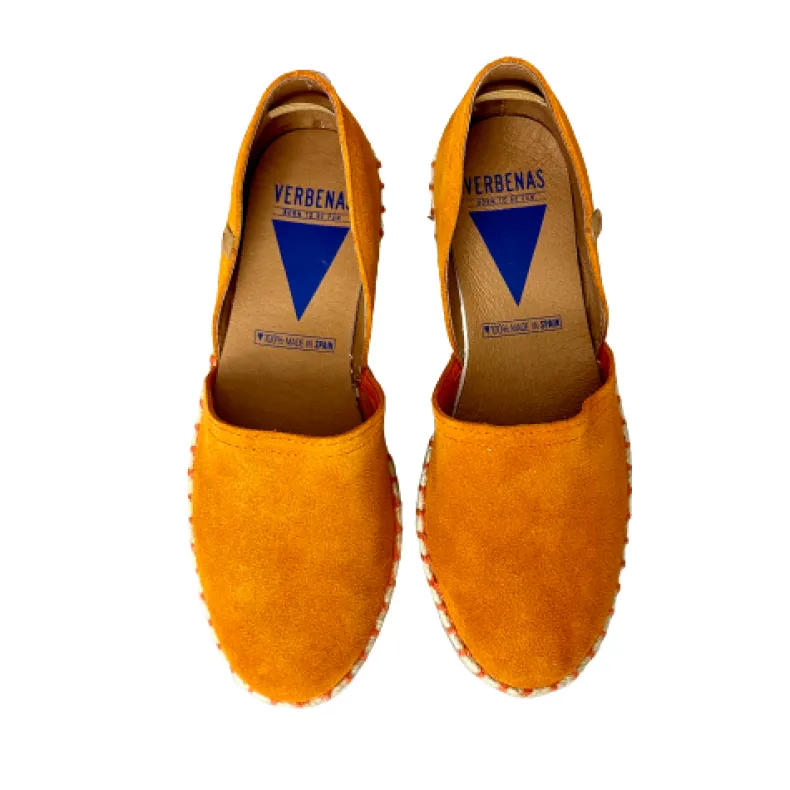 Handmade Espadrilles In Orange Verbenas Suede
