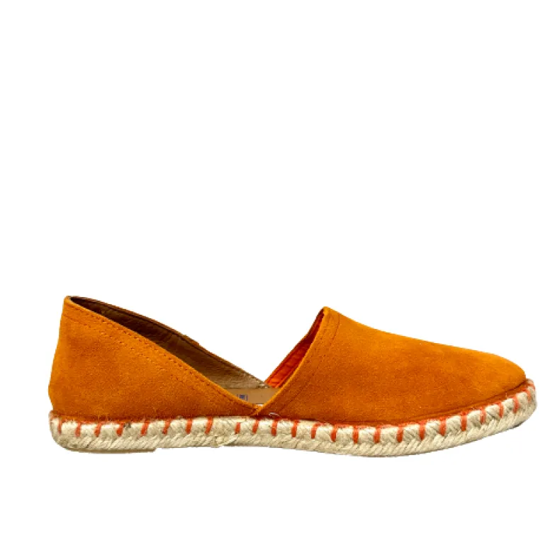 Handmade Espadrilles In Orange Verbenas Suede