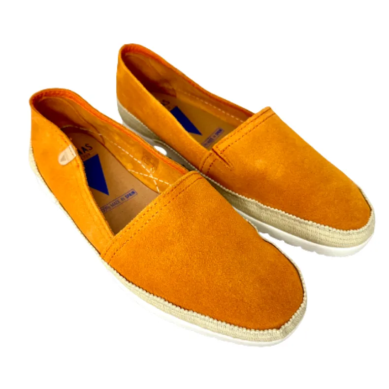 Handmade Espadrilles In Orange Verbenas Suede