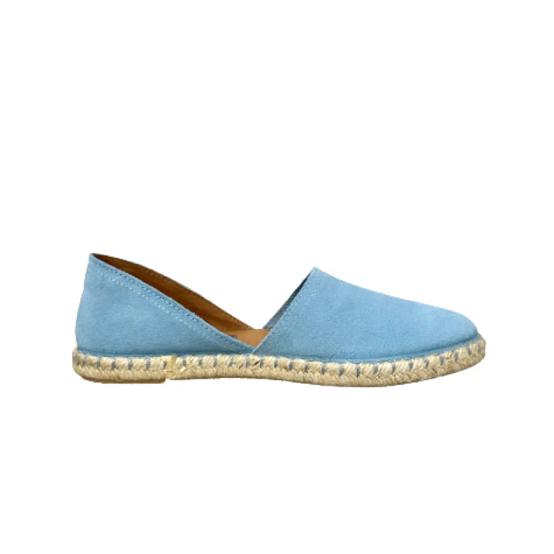 Handmade Espadrilles In Light Blue Verbenas Suede