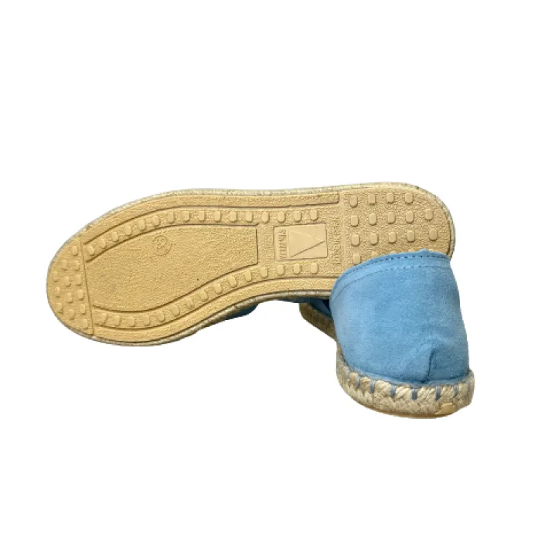 Handmade Espadrilles In Light Blue Verbenas Suede