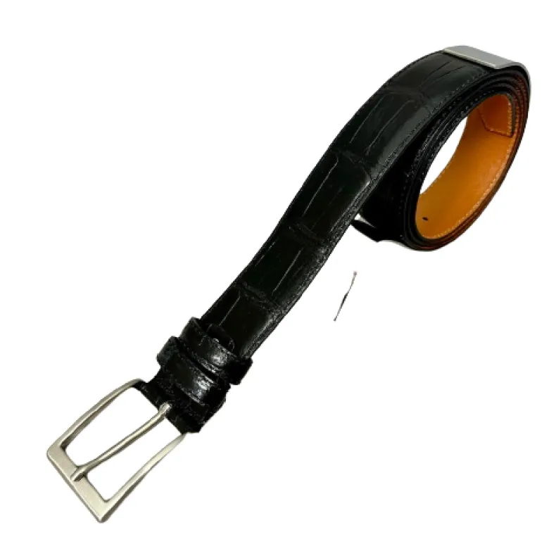 Handmade Leather Belt With Crocodile Print 1010