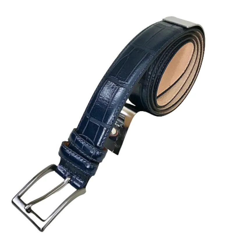Handmade Leather Belt With Crocodile Print 1010