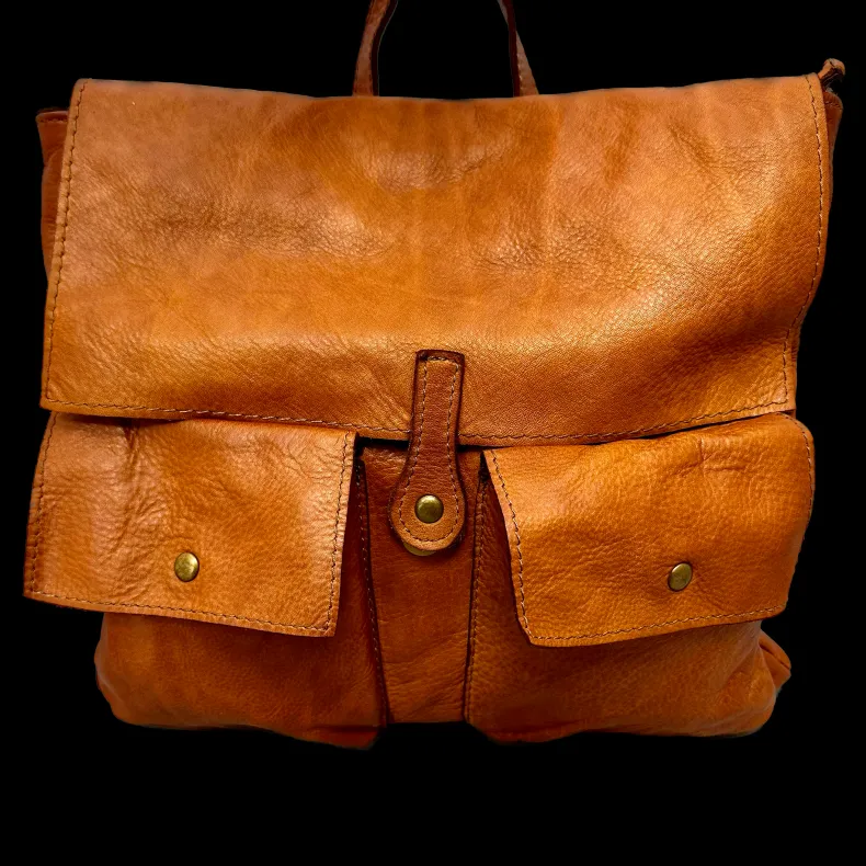 Handmade Leather Backpack With Pockets