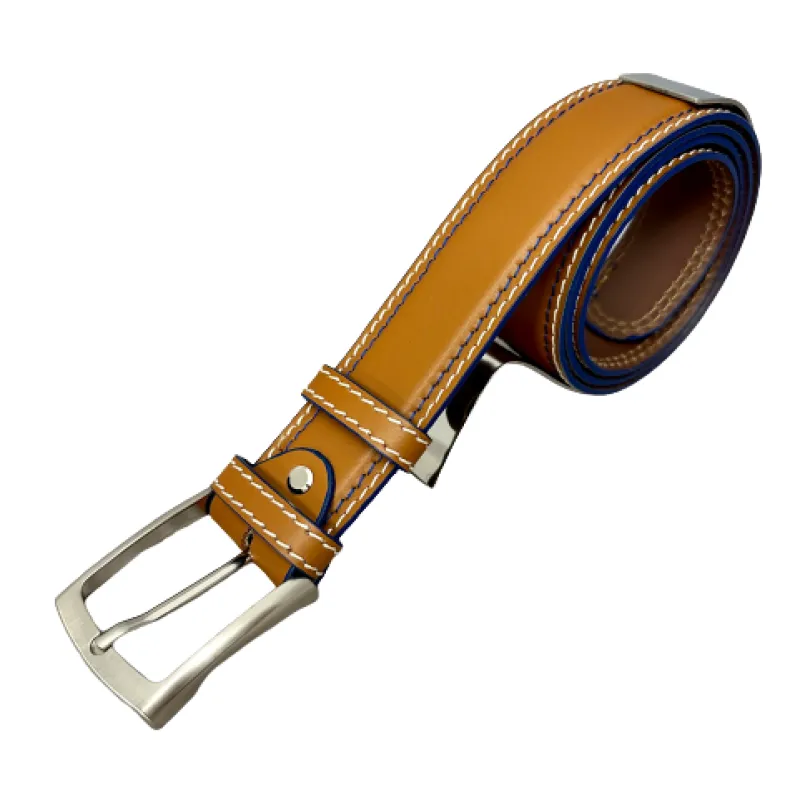 Handmade Leather Belt With Contrast Stitching B42