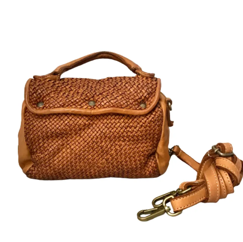 Handmade Mini Shoulder Bag In Woven Leather