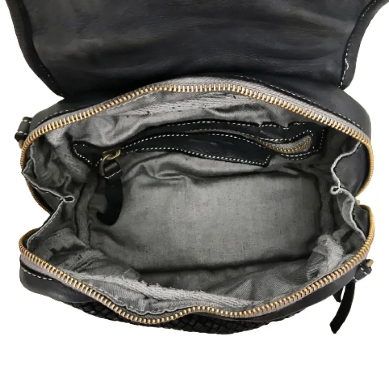 Handmade Mini Shoulder Bag In Woven Leather