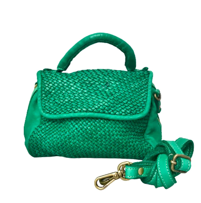 Handmade Mini Shoulder Bag In Woven Leather