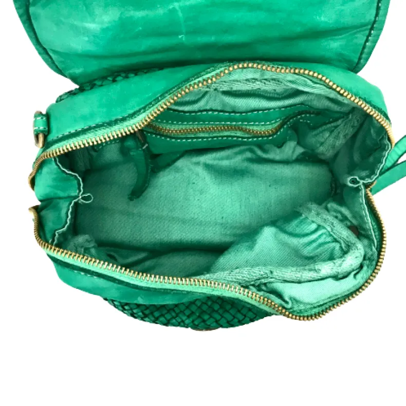 Handmade Mini Shoulder Bag In Woven Leather