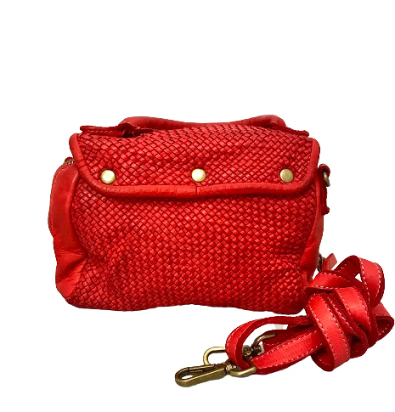 Handmade Mini Shoulder Bag In Woven Leather