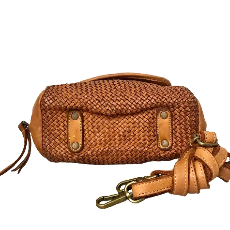 Handmade Mini Shoulder Bag In Woven Leather