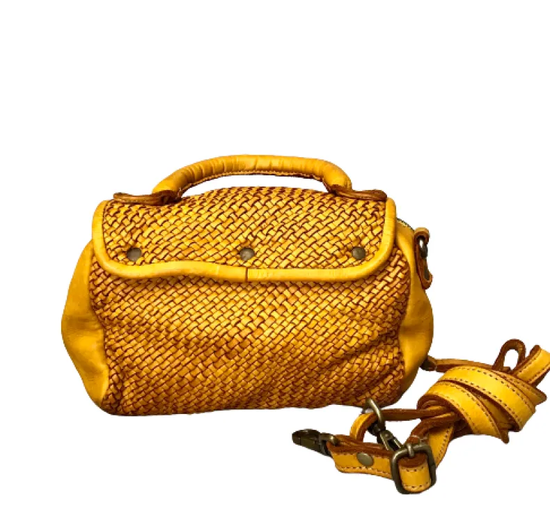 Handmade Mini Shoulder Bag In Woven Leather