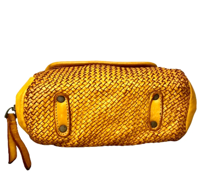 Handmade Mini Shoulder Bag In Woven Leather