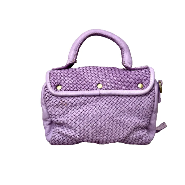 Handmade Mini Shoulder Bag In Woven Leather