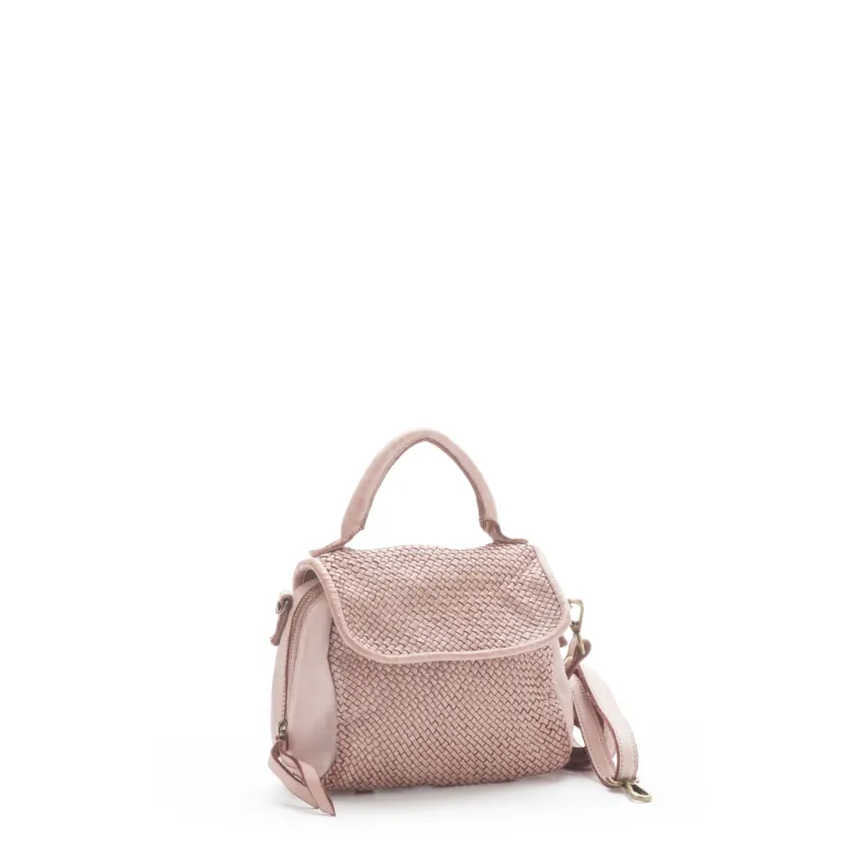 Handmade Mini Shoulder Bag In Woven Leather