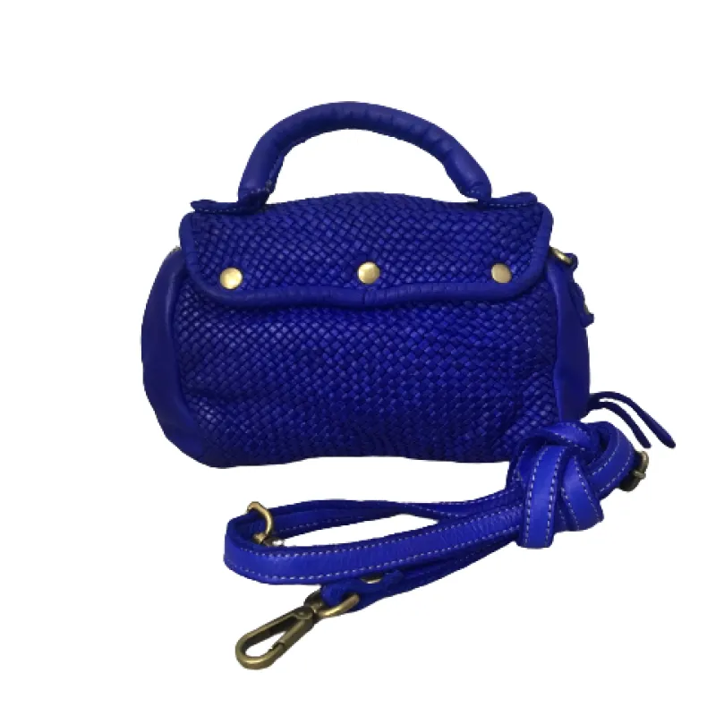 Handmade Mini Shoulder Bag In Woven Leather