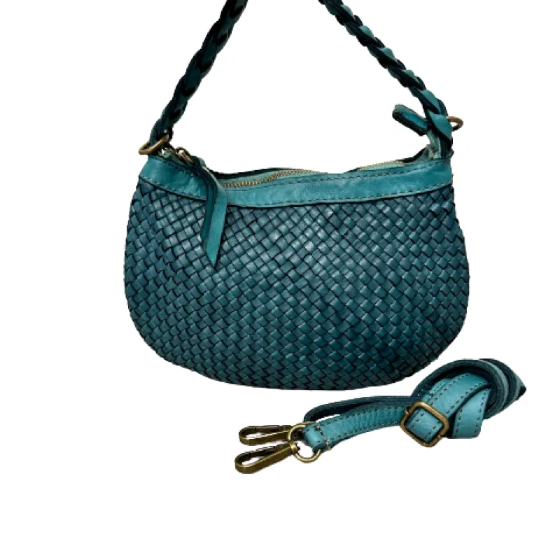 Handmade Mini Shoulder Bag In Woven Leather