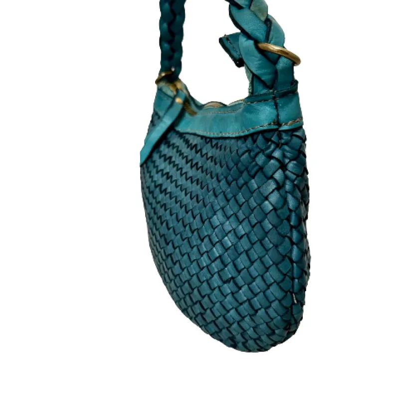 Handmade Mini Shoulder Bag In Woven Leather