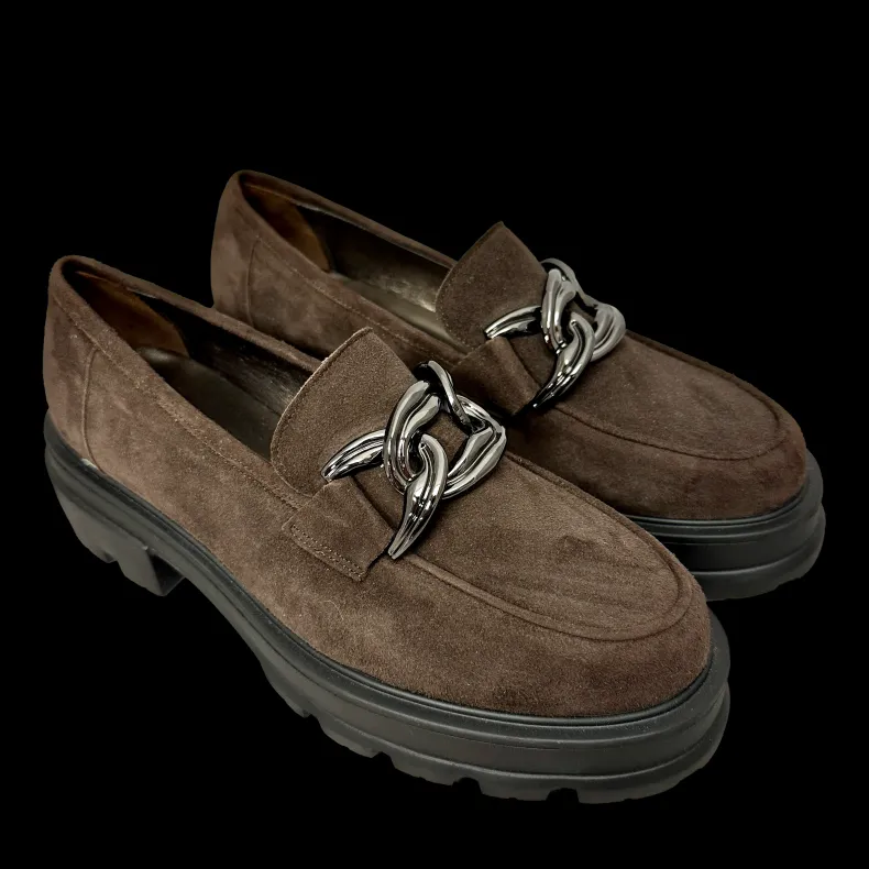 Handmade Moccasin In Dark Brown Suede