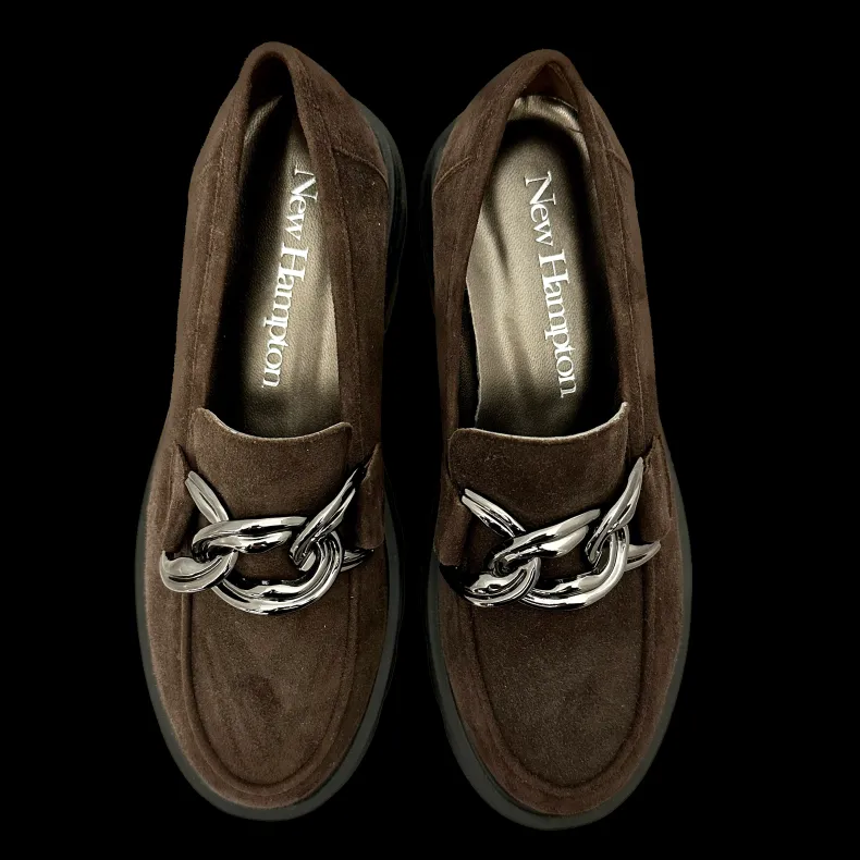 Handmade Moccasin In Dark Brown Suede