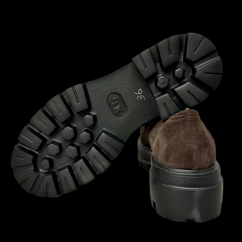 Handmade Moccasin In Dark Brown Suede