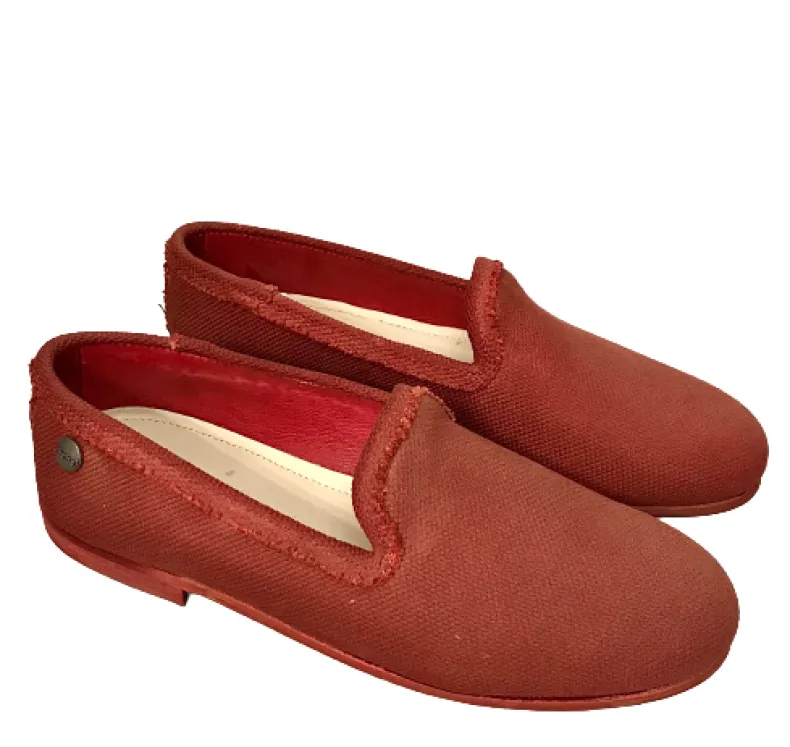 Handmade Red Moccasin In Canvas