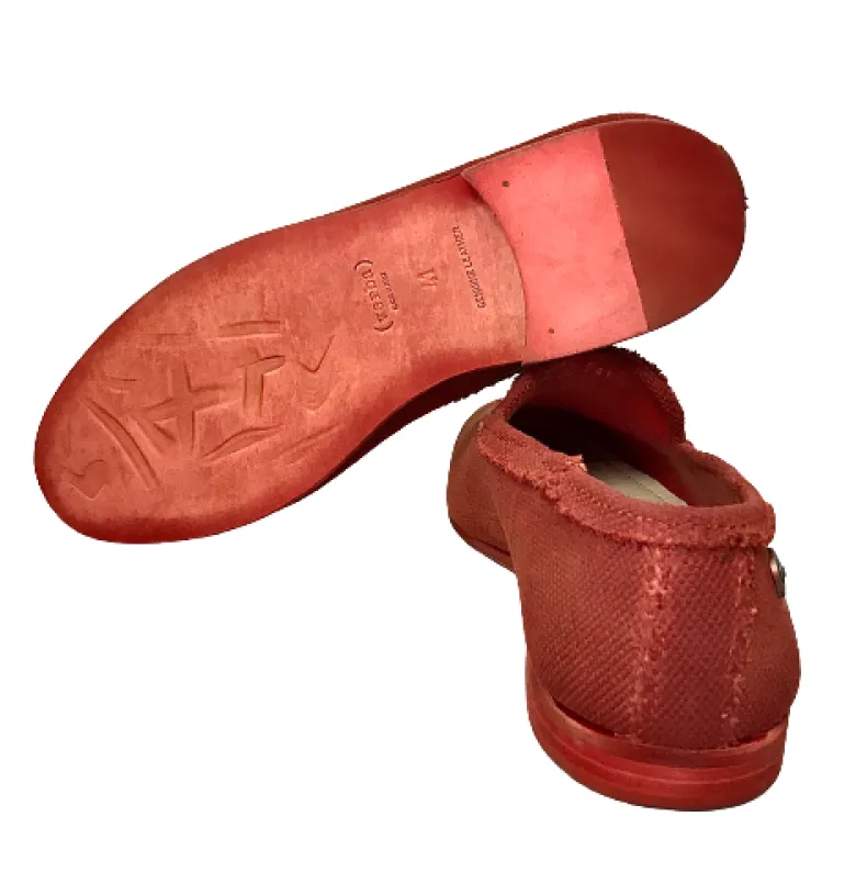 Handmade Red Moccasin In Canvas