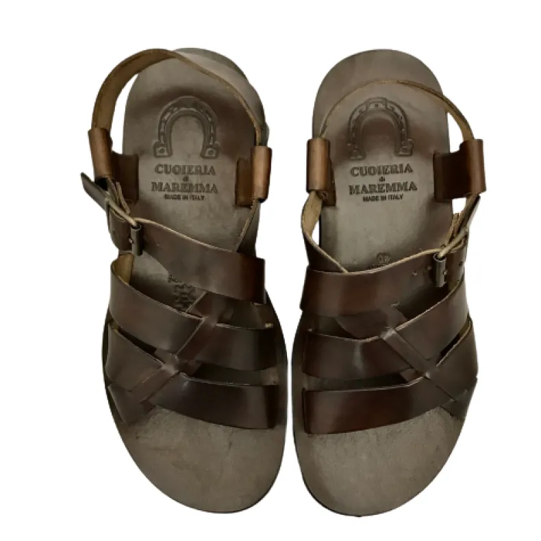 Handmade Sandal In Dark Brown Cowhide Mod.20