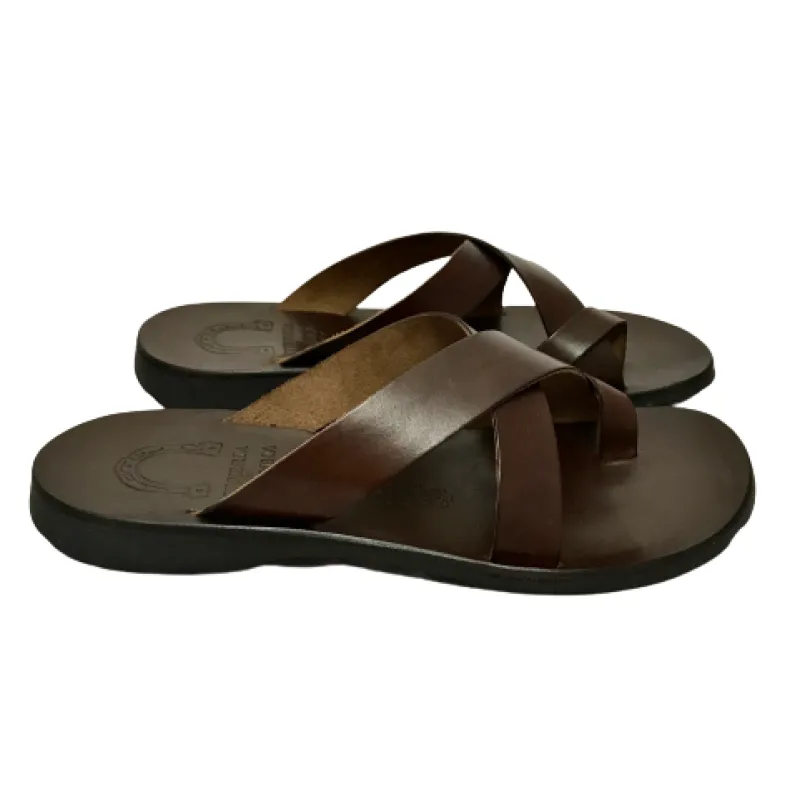 Handmade Slipper In Dark Brown Leather Mod.533