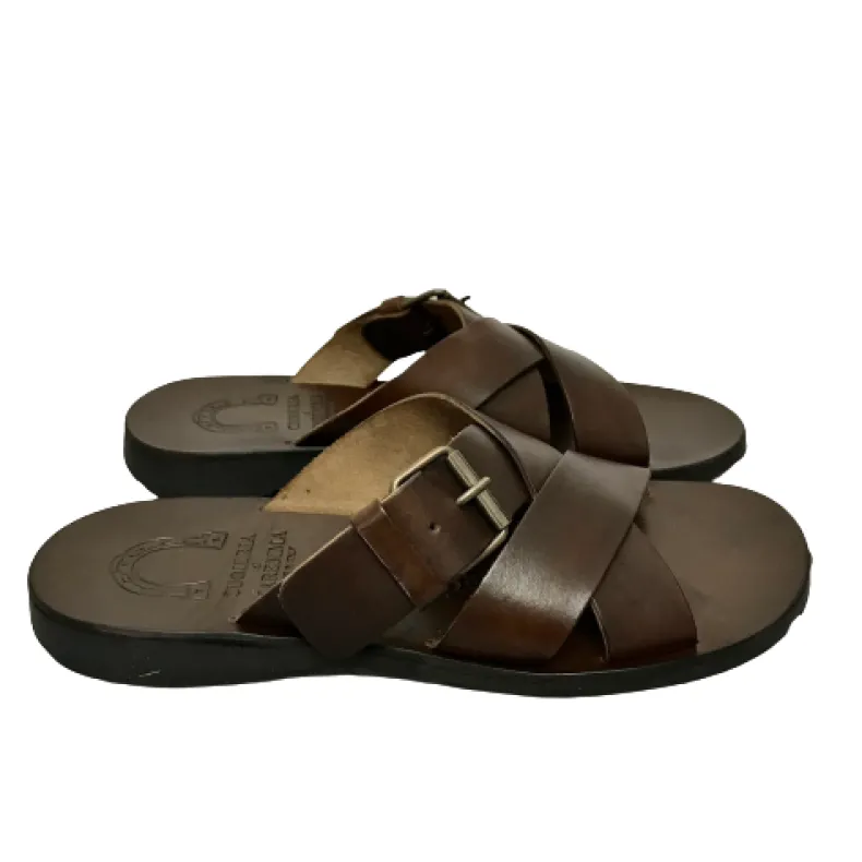 Handmade Slipper In Dark Brown Cowhide Mod.2004