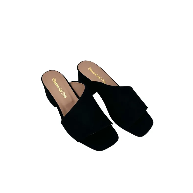 Handmade Slipper In Black Suede