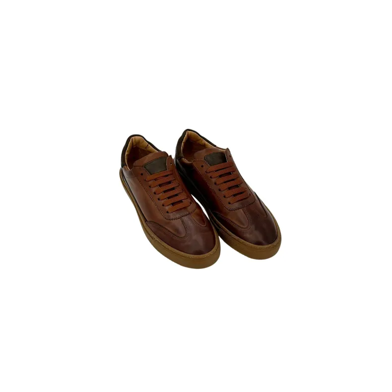 Handmade Sneaker In Brown Leather