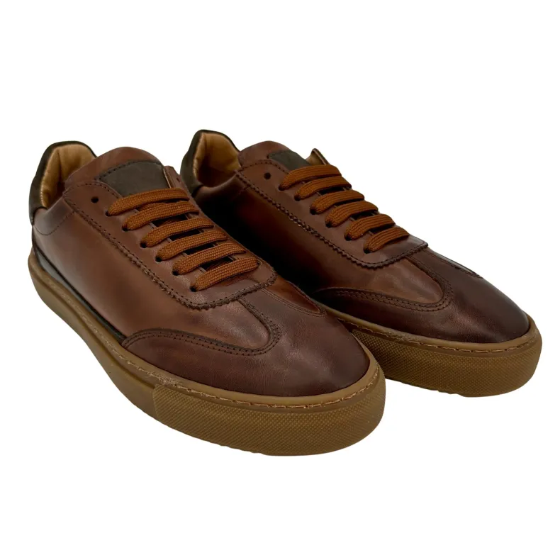 Handmade Sneaker In Brown Leather