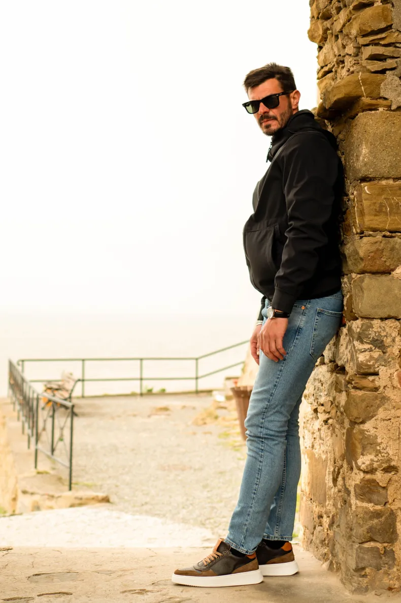 Handmade Sneaker In Brown Leather